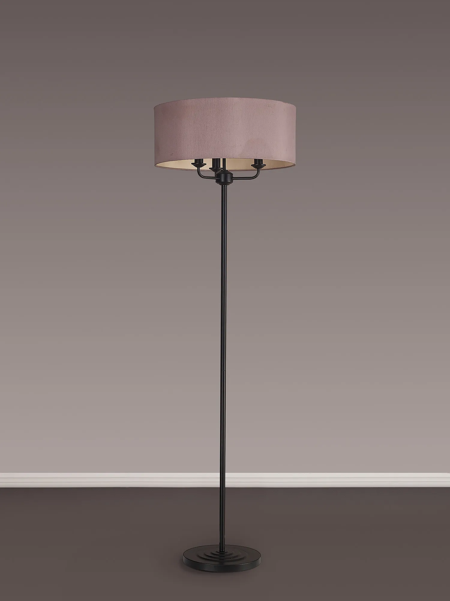 Banyan 45cm 3 Light Floor Lamp Matt Black; Taupe DK1070  Deco Banyan MB TA